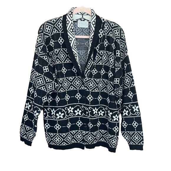 VTG Pendleton 100% Virgin Wool Knit Cardigan Sweater Cowl Neck Womens Large - Picture 1 of 5
